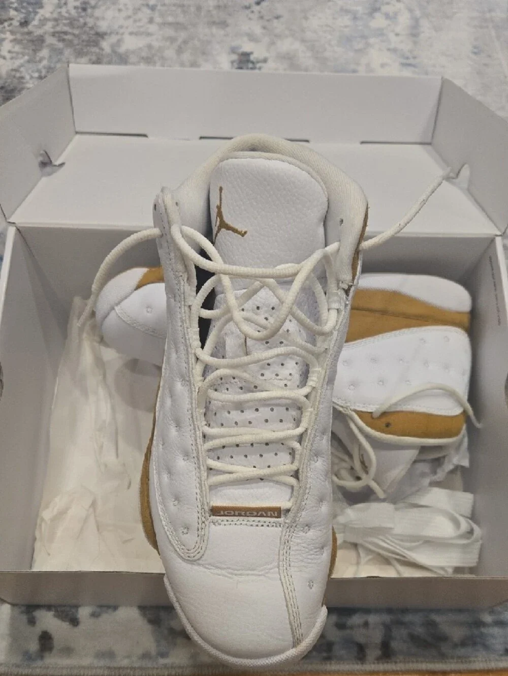 Kids White and Tan Athletic Sneakers